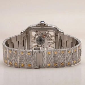 Splendid Gift Jewelry Men's Luxury Moissanite/Silver Square Case Analog Quartz <b>Watch</b> Rhinestone Dial Sapphire <b>Crystal</b> Window ETA - Product Image 3