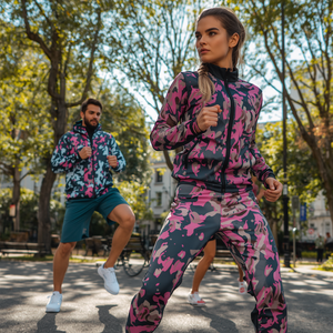 Chándal de malla de poliéster estampado, ligero, transpirable, ropa deportiva informal, conjunto atlético para hombre y mujer, suministro al por mayor OEM - Product Image 5