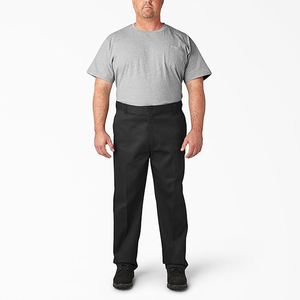 Pantalones Casuales de Pierna Recta para Hombre, Negros, Antiarrugas, de Poliéster de Peso Medio, Estilo Otoñal, Cierre de Botón con Bolsillos Laterales - Product Image 5