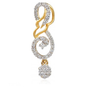 Collier Pendentif en Or avec Diamants de Laboratoire Ronds Taillés en Cristal de Strass à Motif Floral Artistique Premium, Bijoux de Mode - Product Image 1