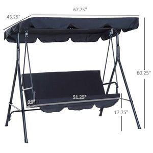 Black 3-Seater Patio Swing Chair - Product Image 2