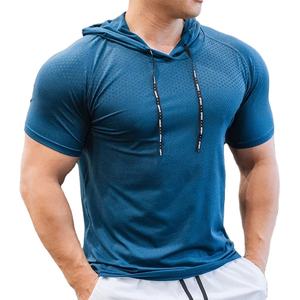 Camiseta de entrenamiento de manga corta de secado rápido para hombre, Sudadera con capucha para correr para culturismo y gimnasio, ropa deportiva y sudaderas - Product Image 1