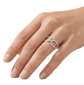 Anillo de media eternidad con diamantes cultivados en laboratorio, corte redondo, certificado IGI, oro macizo de 10K, 14K, 18K, color DEF, claridad VS VVS, diseño cruzado. - Product Image 5