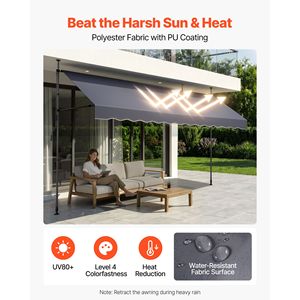 Auvent rétractable manuel pour patio, hauteur réglable 157 pouces, abri pare-soleil pour portes et fenêtres - Product Image 3