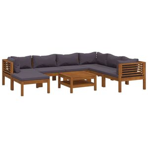 Ensemble de salon en bois d'acacia massif gris foncé, meubles de jardin modulaires compacts - Product Image 2