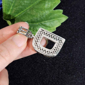 925 <b>Silver</b> Custom <b>Initial</b> Letter Pendant Iced Out Baguette Moissanite Diamond Hip Hop <b>Necklace</b> Charm Personalized Gift - Product Image 2