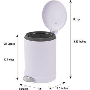 Cestino per Rifiuti in Acciaio Inox Rotondo da 1,2 Galloni, Piccolo Contenitore Metallico con Coperchio a Chiusura Morbida e Pedale - Product Image 3