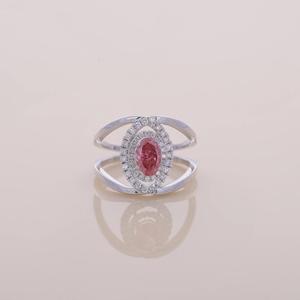 Pink Oval Moissanite Diamond Double Halo <b>Split</b> Shank Engagement <b>Ring</b> White Gold Bridal Wedding <b>Ring</b> for Women - Product Image 1