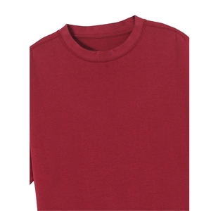 T-shirt rouge à manches courtes pour homme, col rond, coupe classique, couleur unie, jersey tricoté, 100% coton, design uni - Product Image 5