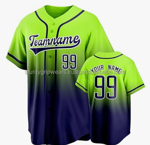 Maillot de baseball personnalisé OEM, col en V, entièrement boutonné, respirant, design cousu, impression par transfert thermique, 100% polyester, couleur personnalisée - Product Image 1