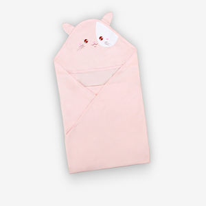 Serviette à capuche pour nouveau-né ALB13 Premium, couleur unie, 100% coton biologique, tissu tricoté à haute absorption, utilisation en chambre, Dokma Vietnam - Product Image 1