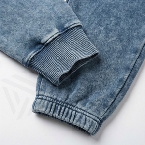 Elegant Sports <b>Distressed</b> Embroidery Tracksuit For Men Acid Wash Screen Printed Sweatsuit Hoodie Pant Set Winter Logo - Product Image 6