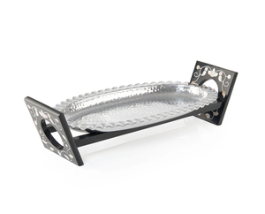 Plateau de service de luxe moderne en acier inoxydable, élégant plateau en métal argenté pour mariage, Ramadan, usage domestique et table à manger - Product Image 4