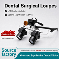 Dental Magnifying Glass 48°Corner Loupes Optional Magnification 4X 5X 6X With Wireless LED Headlight