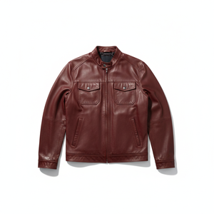 Factory Direct Sale Burgandy Color <b>Men</b> Leather <b>Jacket</b> <b>Light</b> Weight <b>Men</b> Leather <b>Jacket</b> Plus Size Leather <b>Jacket</b> - Product Image 1