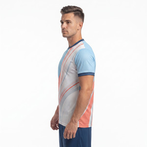 T-shirt de sport pour hommes, entraînement de football, 100% polyester, maillot de football pour hommes, manches courtes, col en V - Product Image 3