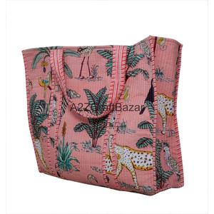 Handmade Cotton Quilted Large Long Handle Shoulder Tote <b>Bag</b> Women Eco Friendly Indian Bohemian Groceries Carry Striped <b>Bags</b> - Product Image 1