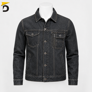 Chaqueta de Mezclilla para Hombre, Diseño Resistente, Textura Rugosa, Ajuste Cómodo, Estilo Versátil, Informal, para Viajes, Actividades al Aire Libre, Impermeable - Product Image 1