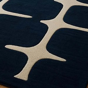 Tapis géométrique moderne bleu marine, tapis moelleux de luxe, motif design, tapis tufté à la main, tapis de sol, décoration contemporaine pour salon - Product Image 4