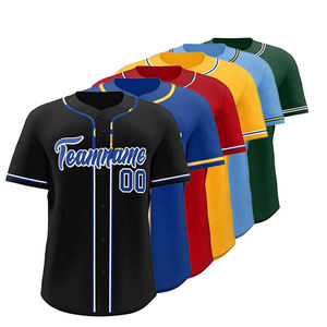 Wholesale Full Sublimation Blank <b>Baseball</b> Collar Vintage <b>Baseball</b> Stripes 3D Embroidery Quick Dry Breathable <b>Baseball</b> Jersey Men - Product Image 4