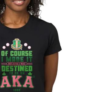 T-shirt noir AKA Destined To Be An AKA Crossing pour femme, en coton, à manches courtes, avec image graphique, décontracté, à la mode, pour la fraternité - Product Image 4