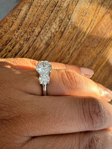 Platinum Plated Three Stone Diamond <b>Ring</b> Round Cut Prong Setting For Women's Fashion Classic Engagement <b>Ring</b> - Product Image 3