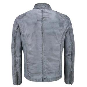 Veste de moto en cuir synthétique 100% de qualité supérieure pour hommes, col montant, logo sur le devant, imperméable, coupe-vent, pour l'hiver - Product Image 5