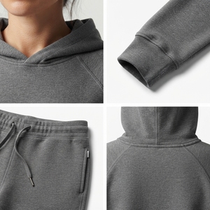 Conjunto de Sudadera con Capucha y Pantalones Deportivos de Felpa Francesa Unisex, Color Gris, al por Mayor, Personalizable OEM - Product Image 4