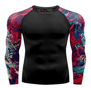 Maillot de bain anti-UV pour homme, manches longues, protection solaire UPF 50+, tissu performant, séchage rapide, léger, pour MMA. - Product Image 1