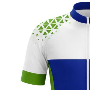 Men's White Blue Green Zipper Sublimation Print Cycling Jersey Short Sleeve <b>Road</b> Bike Shirt Cycling Training Apparel - Product Image 5