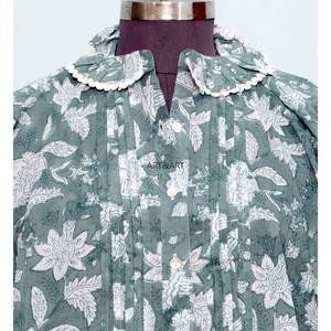 Vestidos Casuales de Oficina de Verano Coreanos 100% Algodón para Mujer, Manga 3/4, Cuello Redondo, Estampado Floral, Estilo Dulce Vintage, Ecológico - Product Image 3