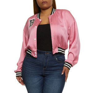 Chaqueta bomber de satén personalizada de primera calidad para mujer, top ventas, informal, de invierno. - Product Image 3