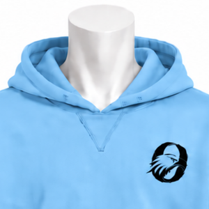 Sudadera con capucha azul cielo con bordado, forro polar grueso, puños decorativos, bolsillo canguro, estilo casual urbano - Product Image 3