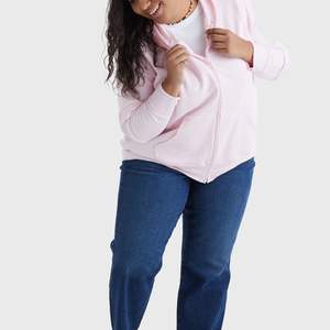 Fabricante de sudaderas con capucha personalizadas al por mayor para mujer, ajustadas, con cremallera, lisas, transpirables, de algodón y poliéster. - Product Image 4