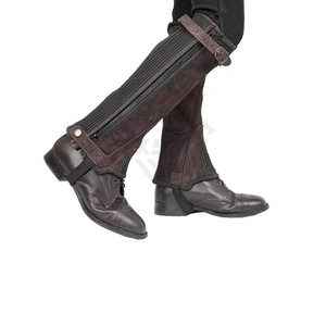 Leather Equestrian Horse Riding <b>Half</b> <b>Chaps</b> Leg Cover Protector High Waist Zipper Closure Cheap Price OEM Custom Wholesale - Product Image 5