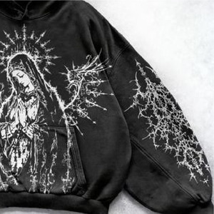 เสื้อฮู้ดดี้ผู้ชายสไตล์ฮิปฮอป สตรีทแวร์ พิมพ์ลายกราฟิก ทรงโอเวอร์ไซส์ วินเทจ ผ้าคอตตอนหนานุ่ม สวมใส่สบาย - Product Image 5
