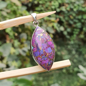 Vente en gros 925 argent Sterling grand Marquise pendentif collier violet cuivre Turquoise breloques plaqué or bijoux fins de confiance - Product Image 2