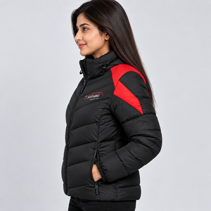 Chaqueta Acolchada para Mujer, Negra, con Cierre Completo, Cuello Alto, Abrigo de Invierno, Largo Regular, Relleno de Poliéster - Product Image 4