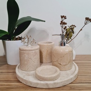 Marble & Metal Classic Six-Piece <b>Bathroom</b> <b>Accessory</b> <b>Set</b> with Customized Shape Durable Eco-Friendly Easy to Clean & Install - Product Image 4