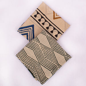 Bandana carré en coton de luxe, écologique et fait main, style bohème, imprimé au bloc à la main, respirant, unisexe, pour le cou et les voyages - Product Image 4