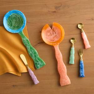 Cuchara de Resina para Servir Ensaladas, Exportador Indio, Mejor Precio, Juego de Cuchara y Tenedor de Resina para Servir Alimentos, 100% Hecho a Mano, Cuchara para Cena en Restaurantes - Product Image 2