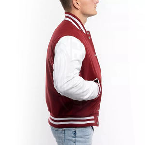 Custom Men's Wool Varsity <b>Jacket</b> Stand Slim Casual Letter/Solid <b>Pattern</b> Single Button Closure Winter Wear OEM Service Hot Seller - Product Image 3