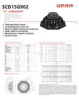 Subwoofer OPRA High SPL 15 pouces Neo 1800W, cône en carbone, basses 96dB, audio haute résolution, 8 ohms, garantie 3 ans pour système de sonorisation de concert
