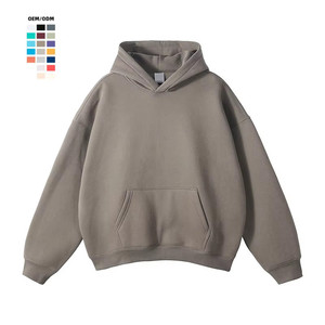 เสื้อฮู้ดดี้โอเวอร์ไซส์เนื้อหนา 380GSM ผ้าเฟรนช์เทอร์รี่ ทรงดรอปไหล่  ไม่มีลาย สกรีนโลโก้ได้ ผู้ผลิตเสื้อสตรีทแวร์ผู้ชาย - Product Image 2