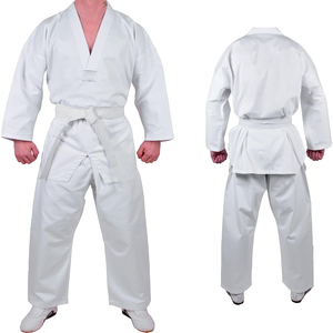 Uniforme de Karate Blanco 100% Algodón, Corte Regular, Transpirable, para Hombres Adultos, con Cinturón Blanco - Product Image 1