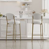 Tabourets de bar rembourrés 29 ''blanc crème Tabouret de comptoir en velours avec dossier et repose-pieds Lot de 2 chaises de salle à manger pour la cuisine