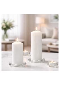 Elegant White Organic Soy Wax & <b>Paraffin</b> Jar Pillar Candles for Parties Home Decoration Luxurious Ambiance Dining Living Spaces - Product Image 3
