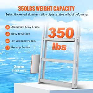 Scaletta Retrattile in Lega di Alluminio per Pontone, 4 Gradini con Capacità di Carico di 350 Libbre, 55.1FT 67.1FT Regolabile per Uso Marino - Product Image 4