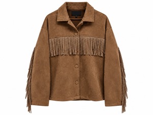 Chaqueta de Cuero Marrón con Flecos para Mujer, Prenda Exterior con Botones Frontales, Corte Regular, Abrigo Casual de Invierno, OEM Personalizado - Product Image 5