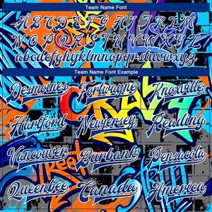 Custom Sublimation Uniform Graffiti Pattern Royal White Geometric <b>Bomber</b> <b>Varsity</b> Letterman <b>Jacket</b> Full Snap Team Outerwear - Product Image 3